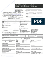 Application For Entry Permit Form New Savable PDF