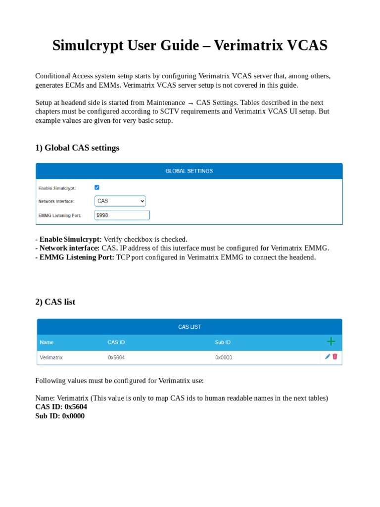 Verimatrix VCAS Simulcrypt Setup Guide | PDF | Computers