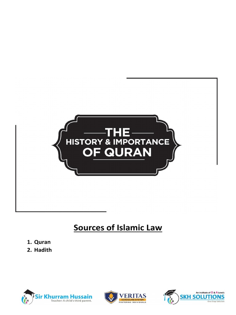 Primary Sources of Islamic Law PDF PDF Hadith Quran