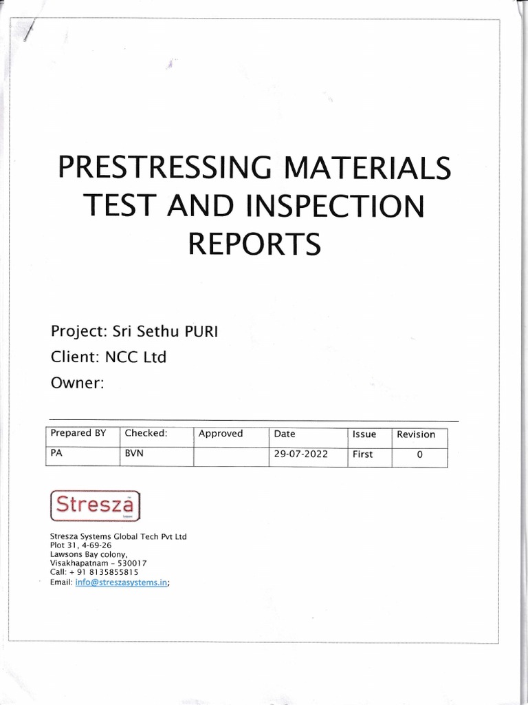 Prestressing Materials Inspection Report | PDF | Prestressed Concrete ...