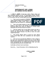 Affidavit of Loss Original Official Receipt For Bail Bond