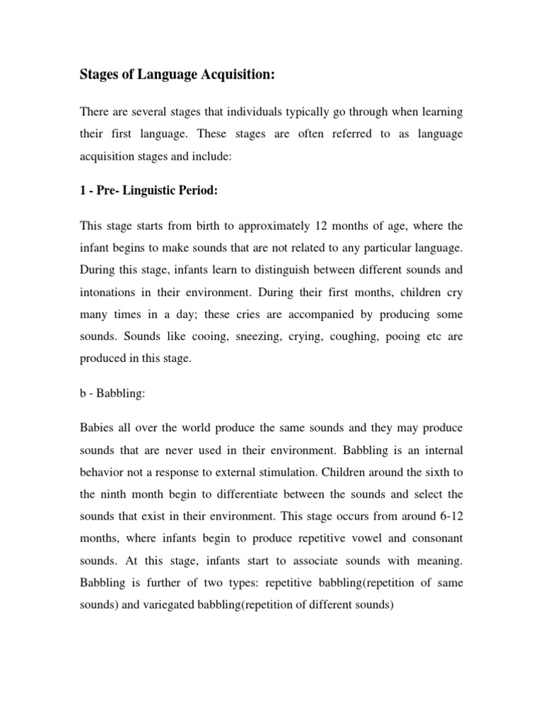 Understanding the Telegraphic Stage | PDF | Word | Language Acquisition