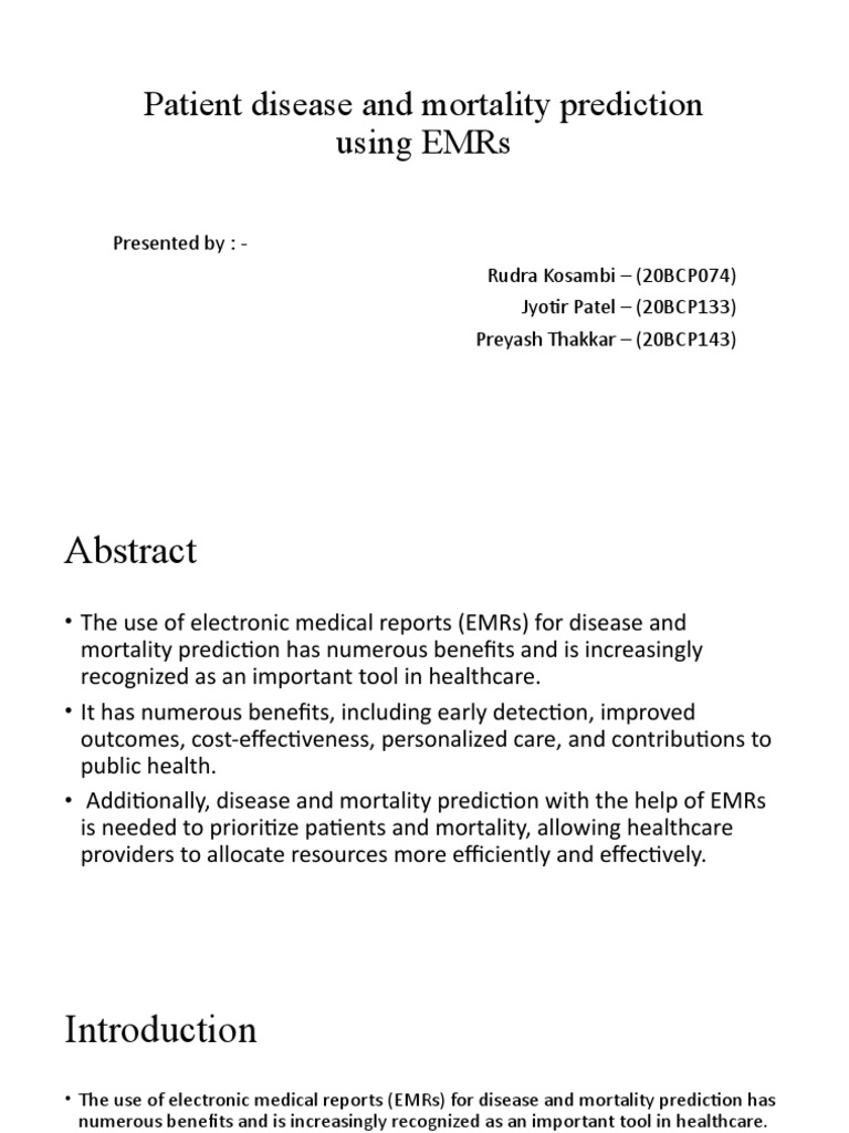 EMR-Based Disease and Mortality Prediction | PDF | Machine Learning ...