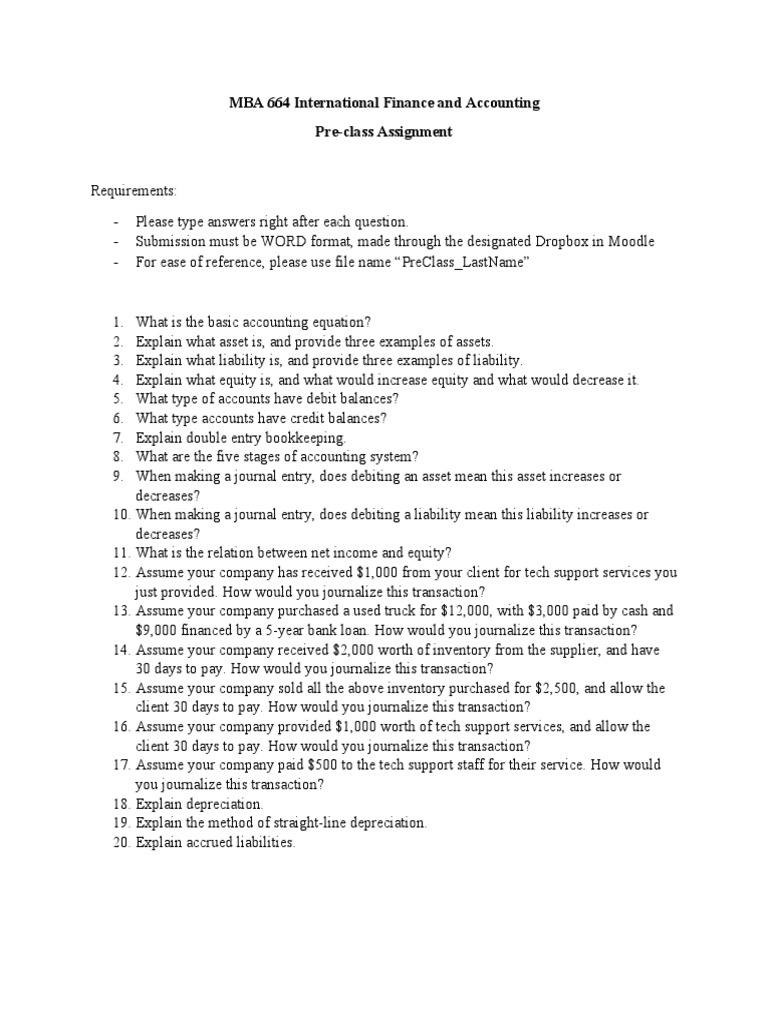 International Finance Pre-Class Assignment | PDF | Finance & Money ...