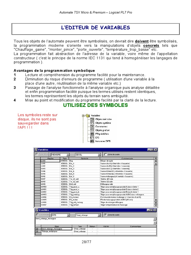 Programmation Automate TSX avec PL7 Pro | PDF | Programmation ...