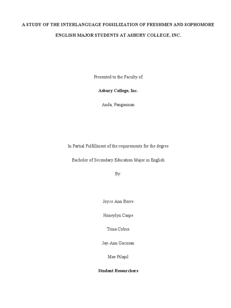 Interlanguage Fossilization in English Majors | PDF | Second Language ...