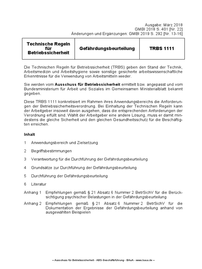 TRBS 1111 | PDF