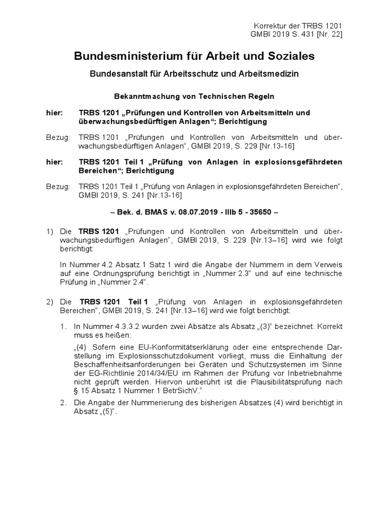 TRBS 1201 Korrektur | PDF