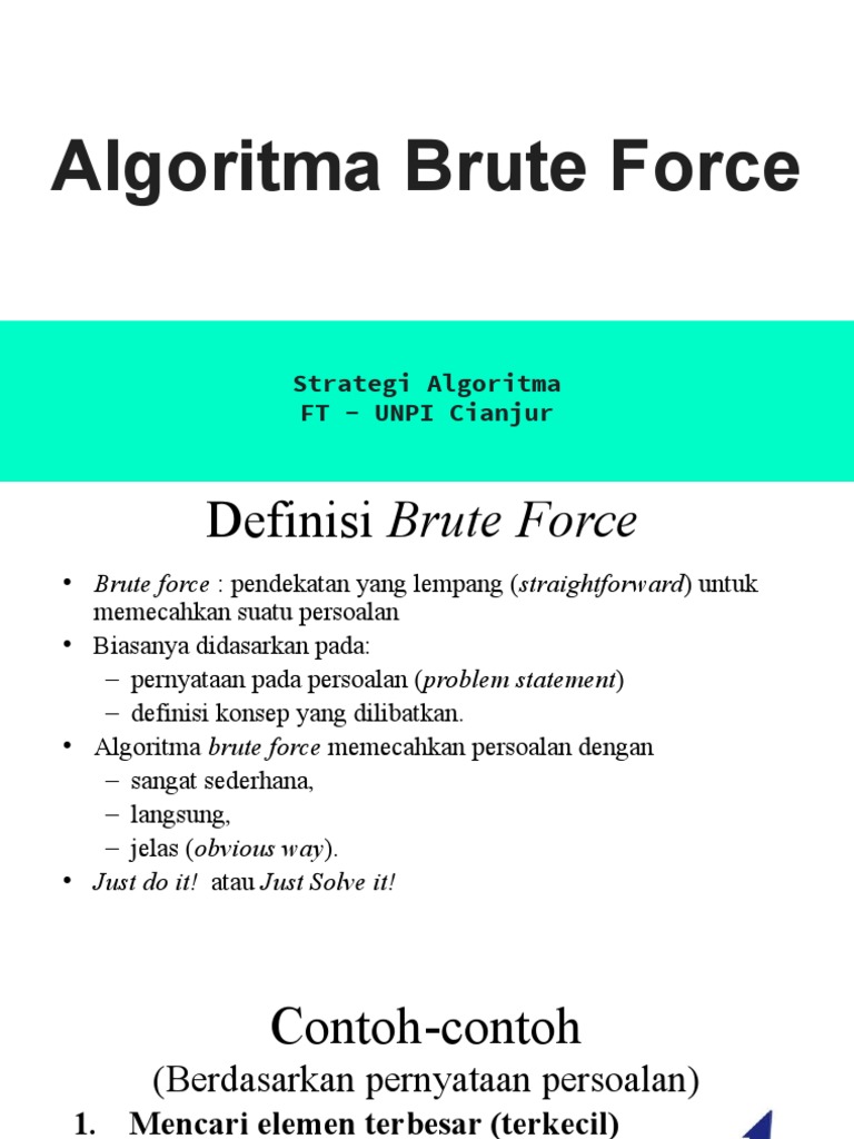 Algoritma Brute Force | PDF | Metode & Bahan Ajar