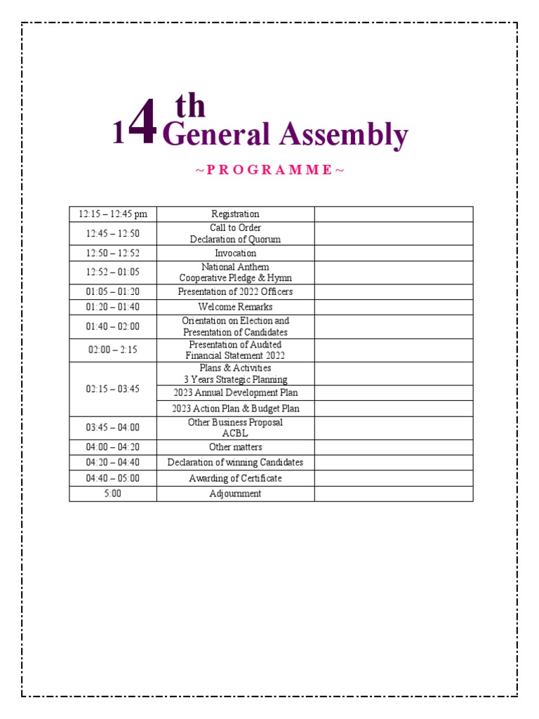 General Assembly Program PDF