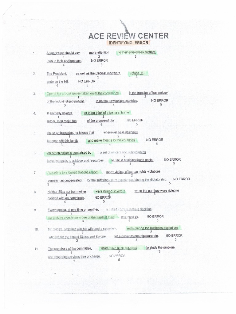 Identifiying Error & Sentence Structure | PDF