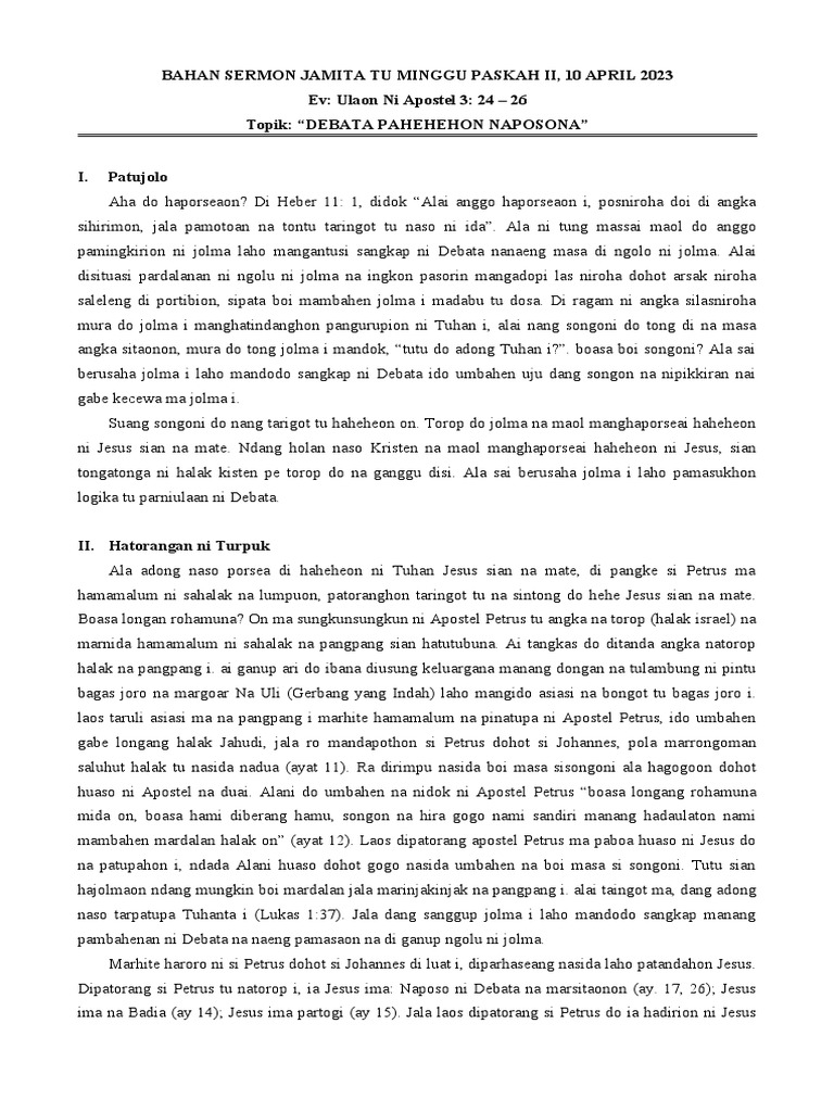 Bahan Sermon Jamita Tu Minggu Paskah Ii Pdf