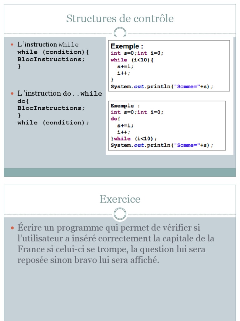 Structures de contrôle et conversions en Java | PDF | Variable ...