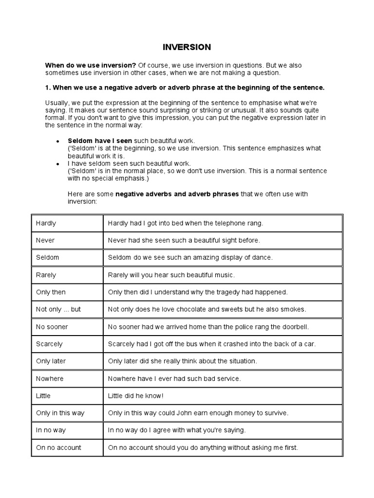 INVERSION | PDF | Languages | Foreign Language Studies