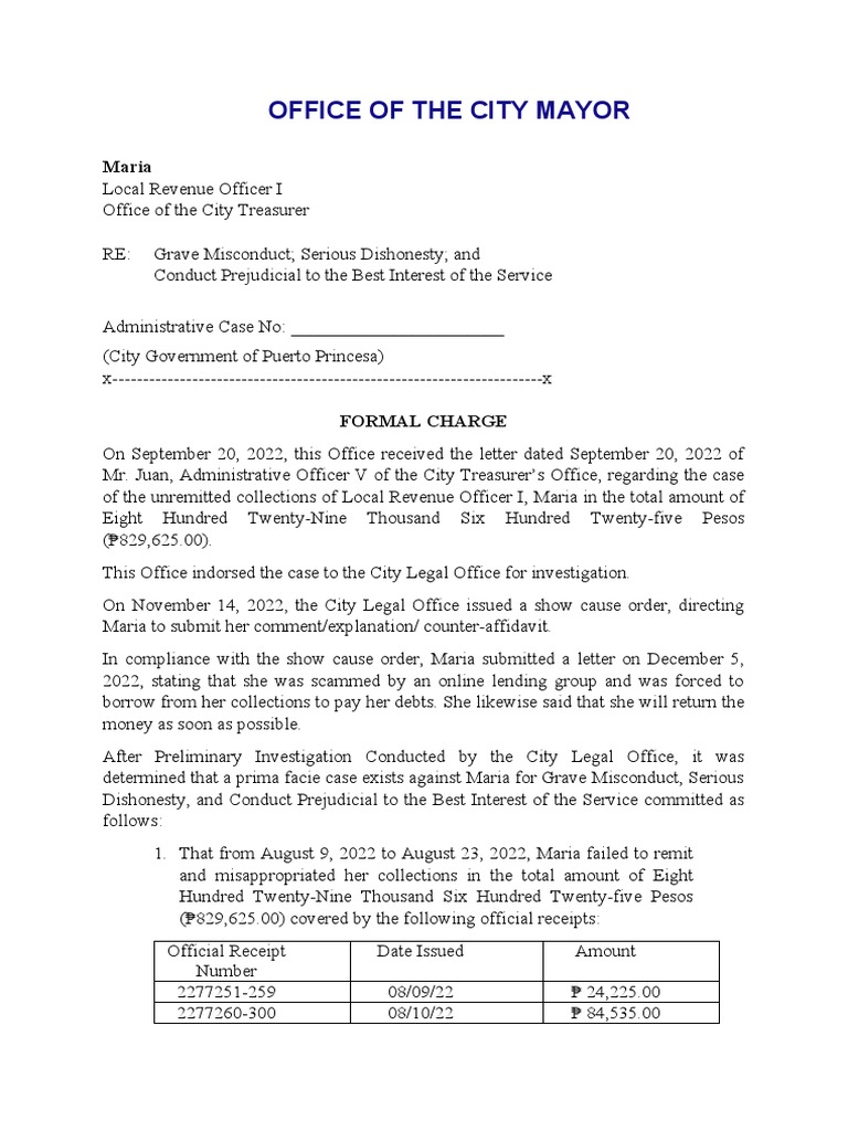 Formal Charge of Grave Misconduct | PDF