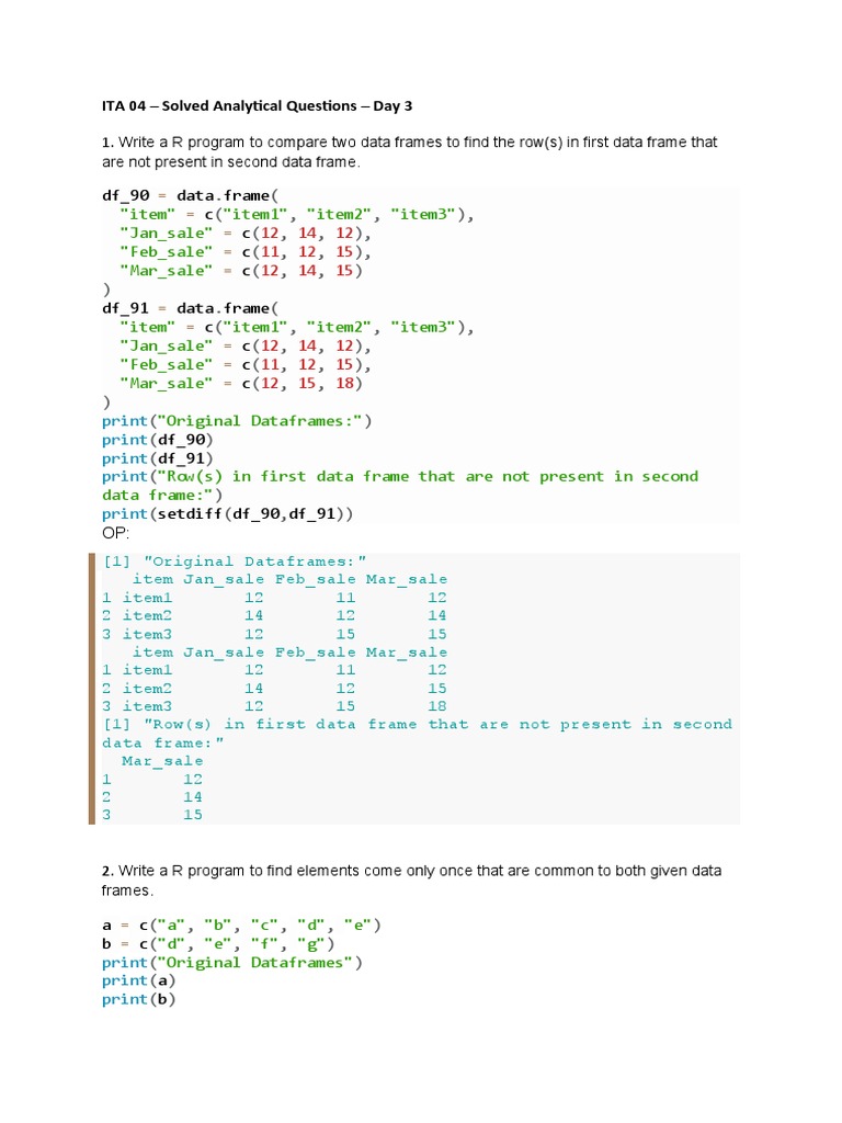 R Data Frame Analysis and Functions | PDF | Quantile | Quartile