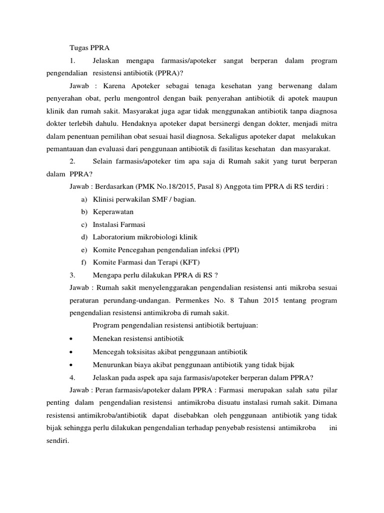 Peran Apoteker dalam PPRA Antibiotik | PDF