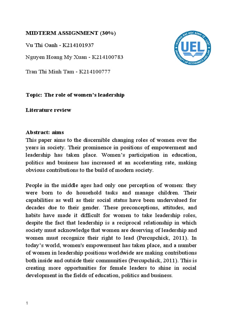The Role of Women in Leadership | PDF | Entrepreneurship | Leadership