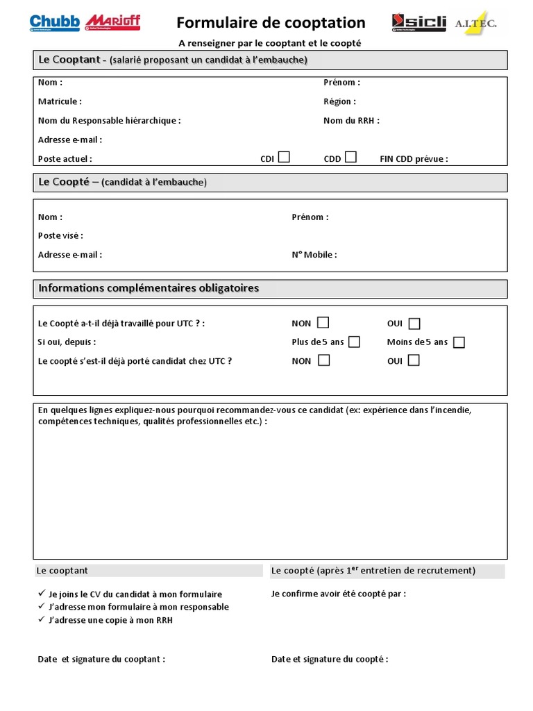 Formulaire de Cooptation à Remplir | PDF | Recrutement | Business