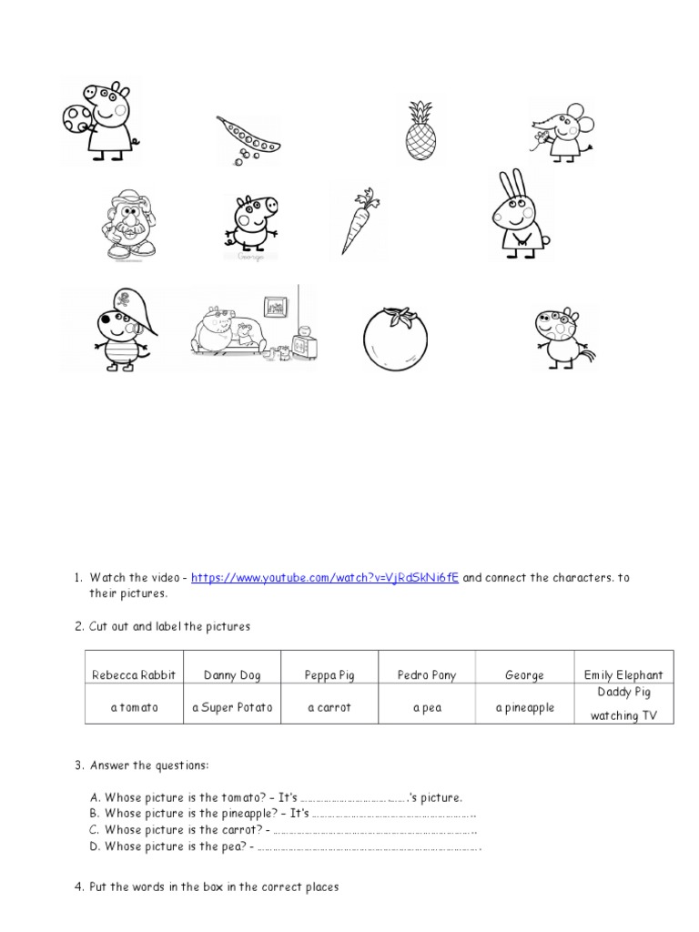  Peppa Pig Worksheet Vegetables PDF
