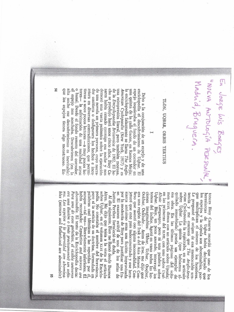 Tlon, Uqbar, Orbis Tertius PDF