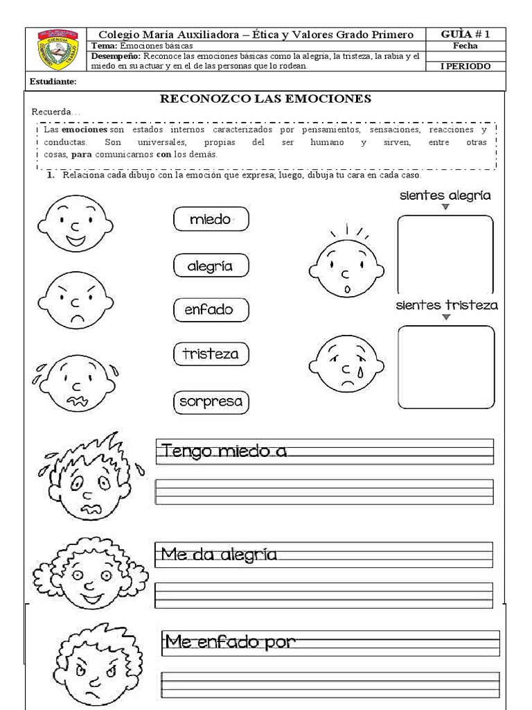 Emociones Básicas para Primer Grado | PDF | Crecimiento personal y ...