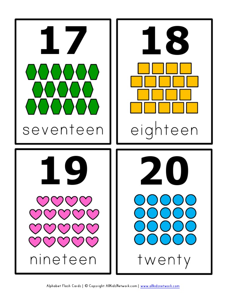 Number Flashcards 17 20 PDF | PDF