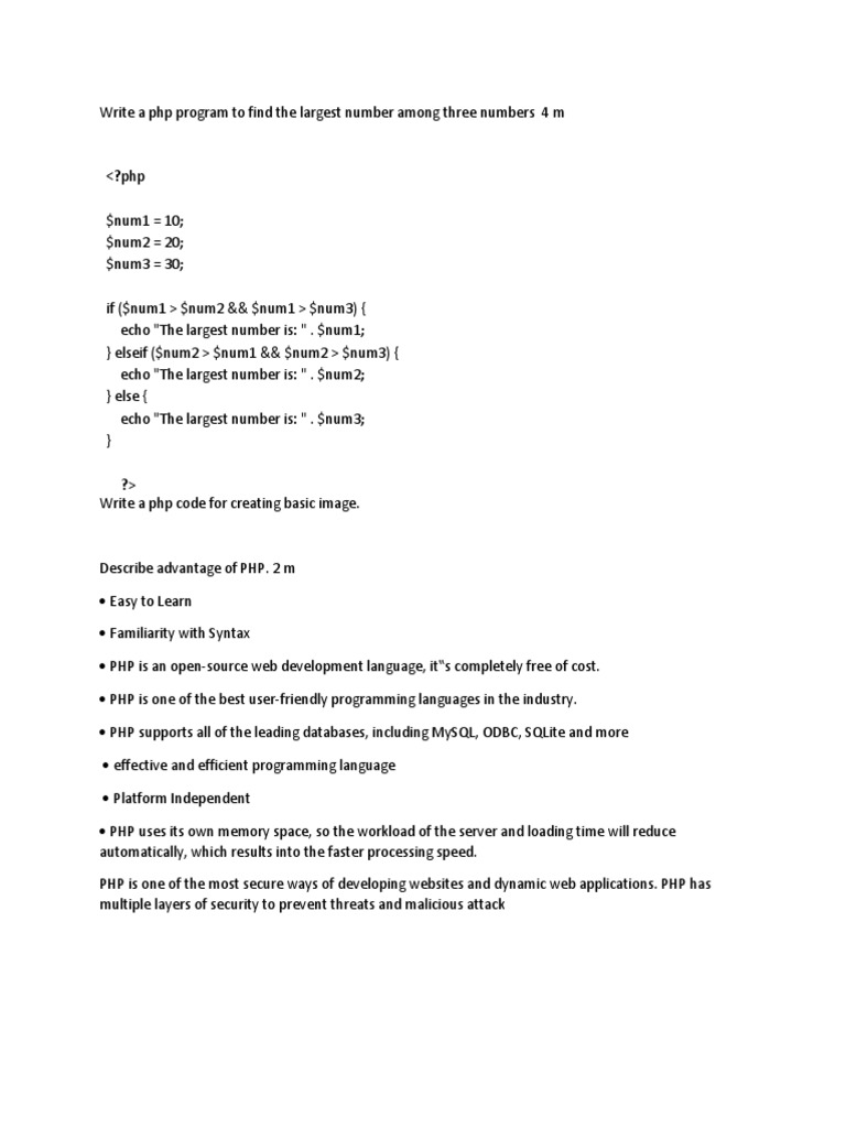 PHP Answer 1 | PDF | Php | Control Flow