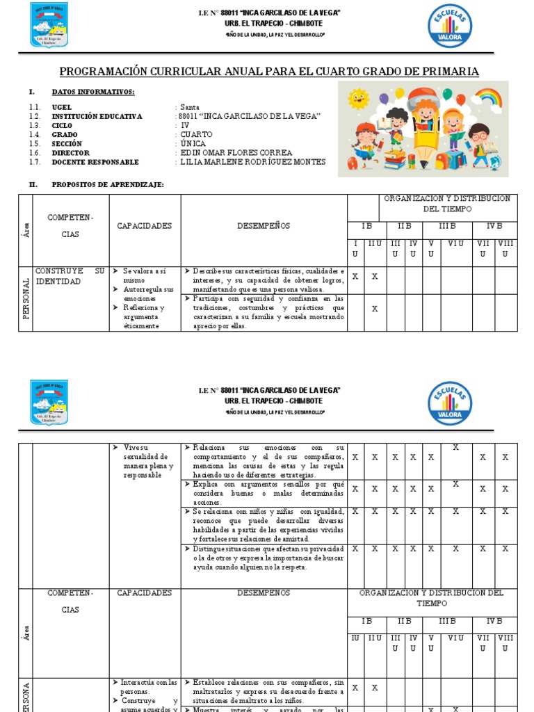 Programación Curricular Cuarto Grado | PDF | Investigación cuantitativa ...