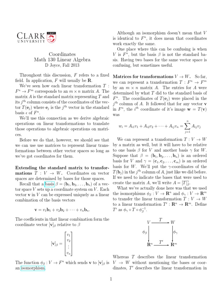 Coordinates PDF PDF Matrix (Mathematics) Linear Map