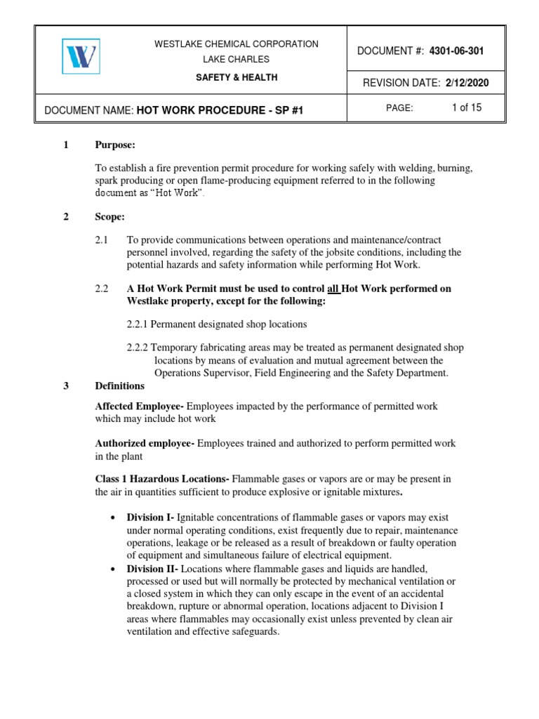 Hot Work Procedures Rev0220 | PDF | Combustion | Fires