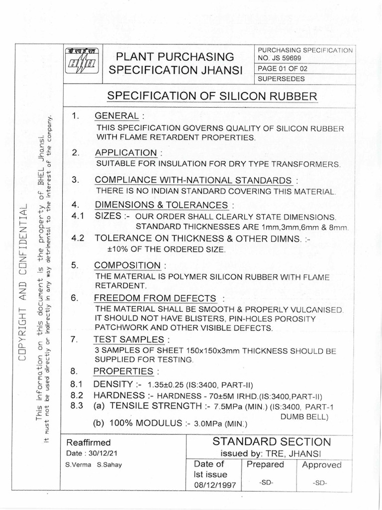 Js 59699 Specification For Silicon Rubber - 2023 01 07 16 35 33 - PDF | PDF
