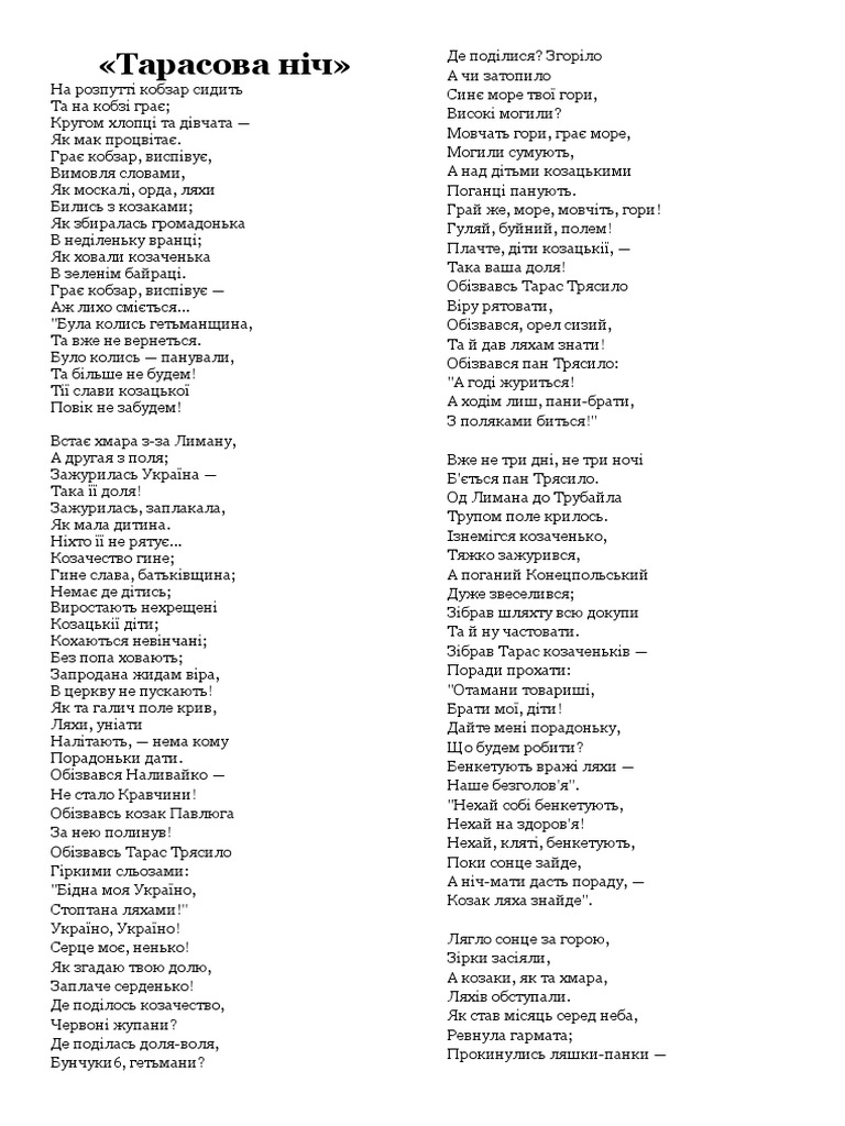 тарасова ніч | PDF