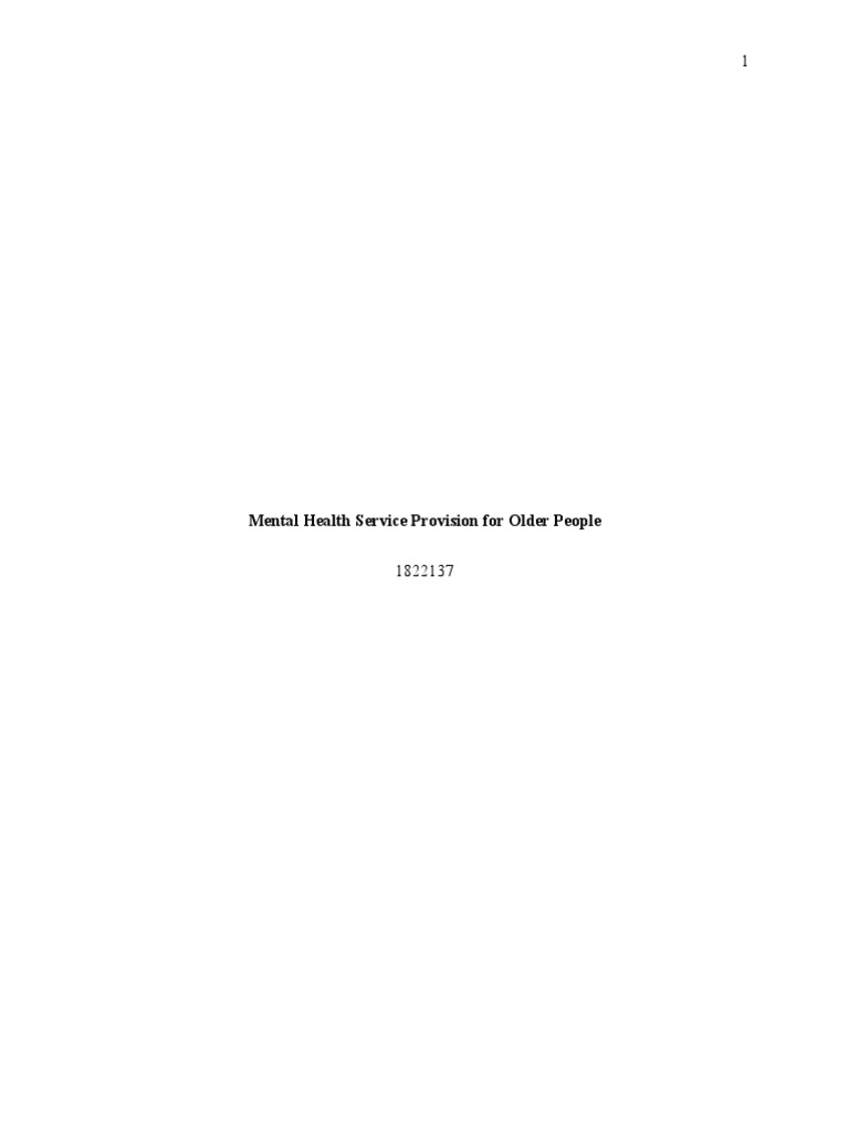 Mental Health Service Provision For Older People 82694572 | PDF ...