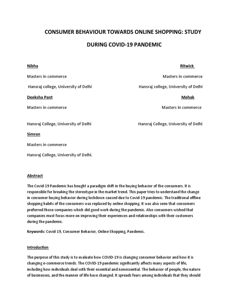 Business Research Paper PDF Online Shopping Consumer Behaviour