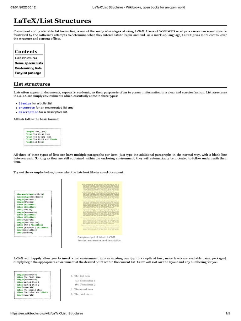 LaTeX List Structures Wikibooks, Open Books For An Open World PDF