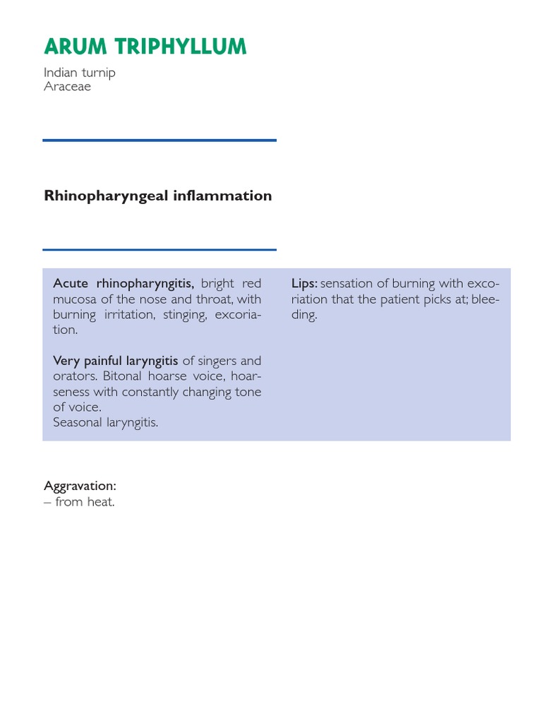Acute Rhinopharyngitis Symptoms Guide | PDF