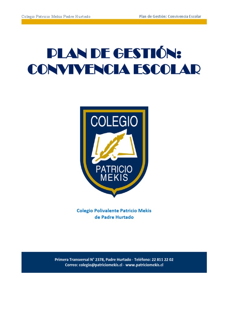 Plan de Convivencia Escolar Patricio Mekis | PDF | Aprendizaje | Violencia