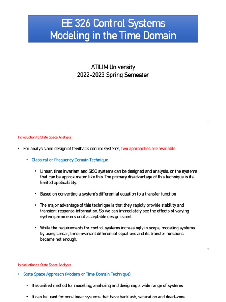 3 - Modeling in The Time Domain | PDF | Equations | Derivative