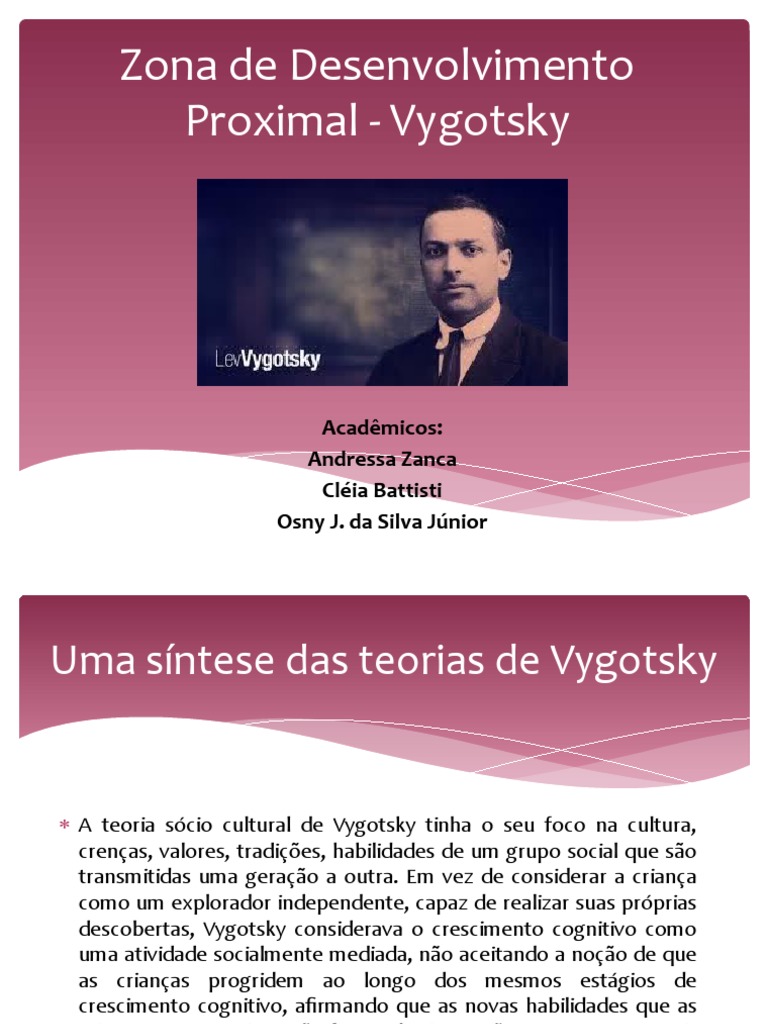 Zona de Desenvolvimento Proximal Vygotsky PDF Conceitos psicológicos Psicologia