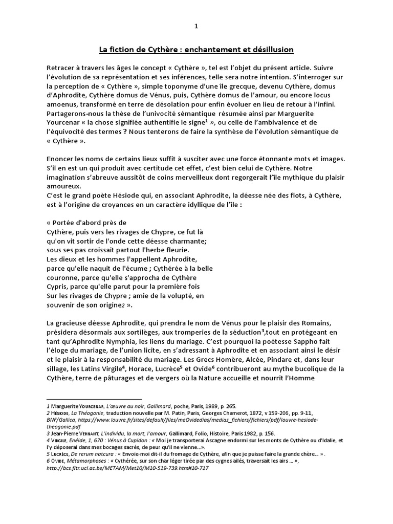 Évolution du mythe de Cythère | PDF | Aphrodite | Hélène (mythologie)