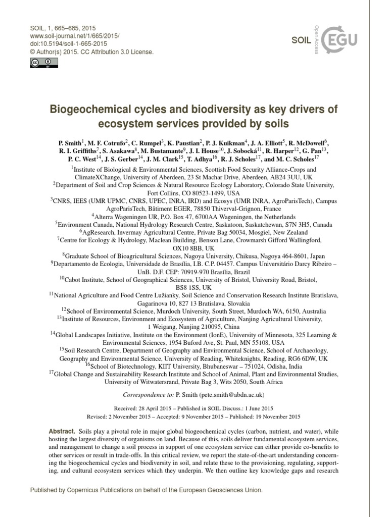 Biogeochemical Cycles and Biodiversity As Key Drivers | PDF | Soil ...