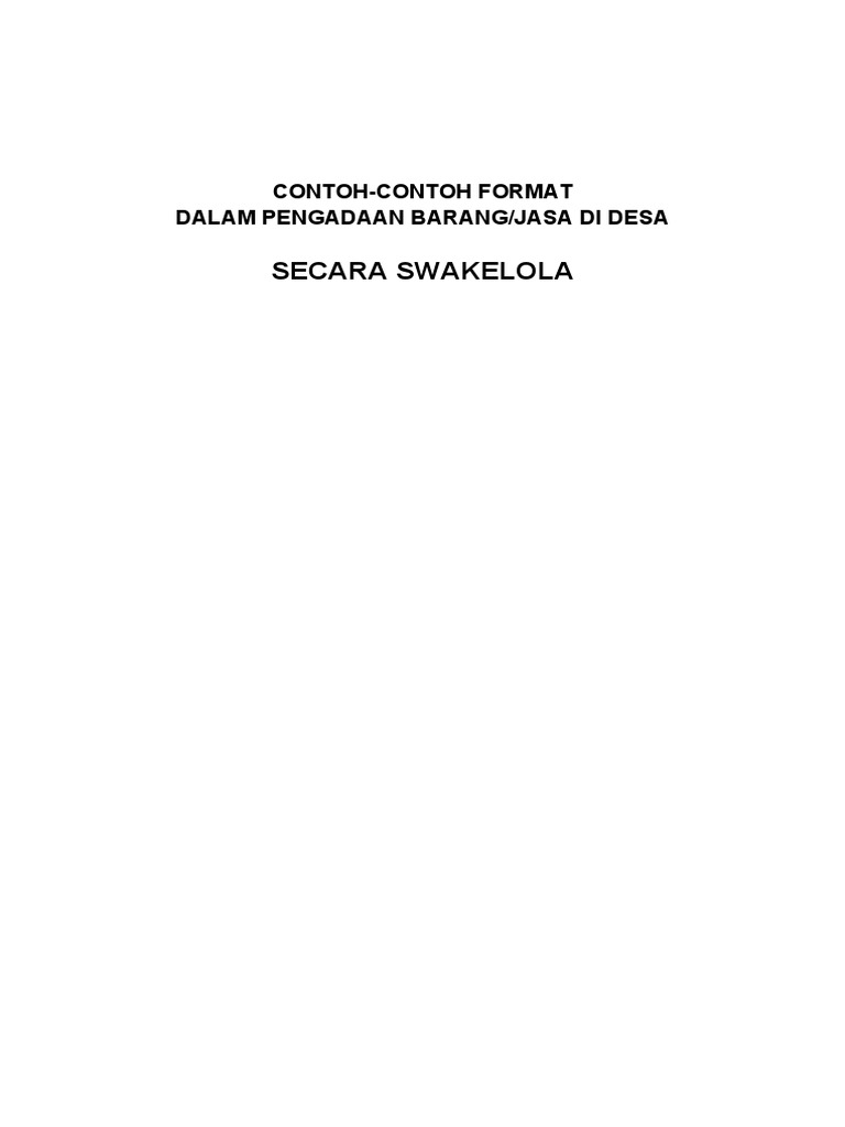 Contoh Format Pbj Di Desa Swakelola Pdf