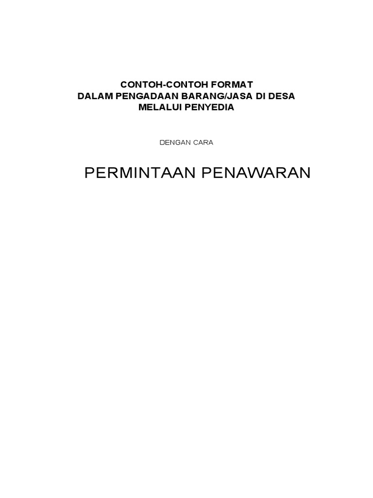 Contoh Format Pbj Di Desa P Tawar Pdf