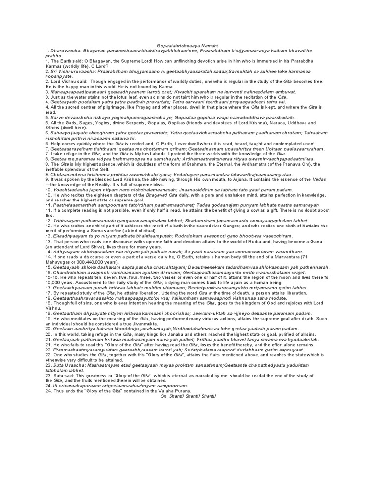 Gopaalakrishnaaya Namah PDF Bhagavad Gita Indian Religious Texts