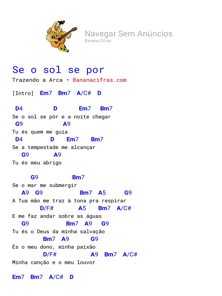 Se o Sol Se Por Trazendo A Arca Cifra | PDF