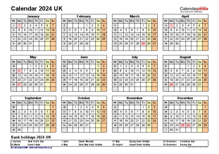 Calendar 2024 UK: January February March April | PDF | December Observances  | Christmas