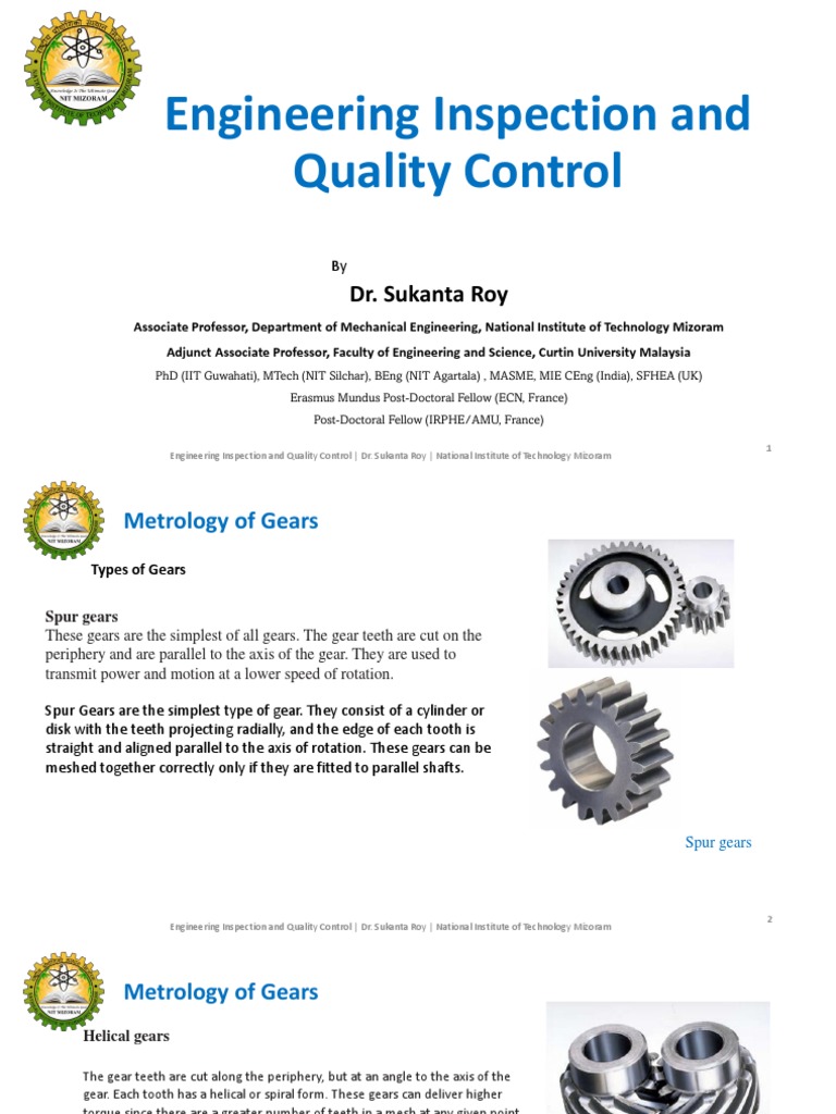 PPT4 Engineering Inspection and Quality Control PDF PDF Gear Mechanics