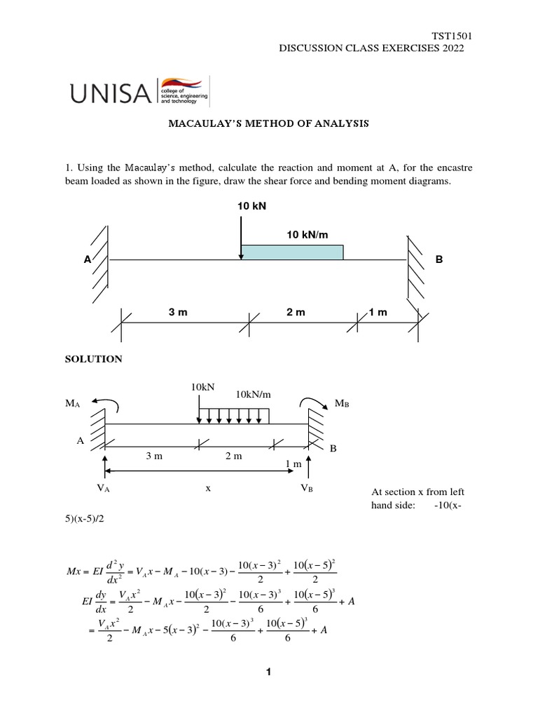 Macaulays Method Exercises 2022 S2 Pdf