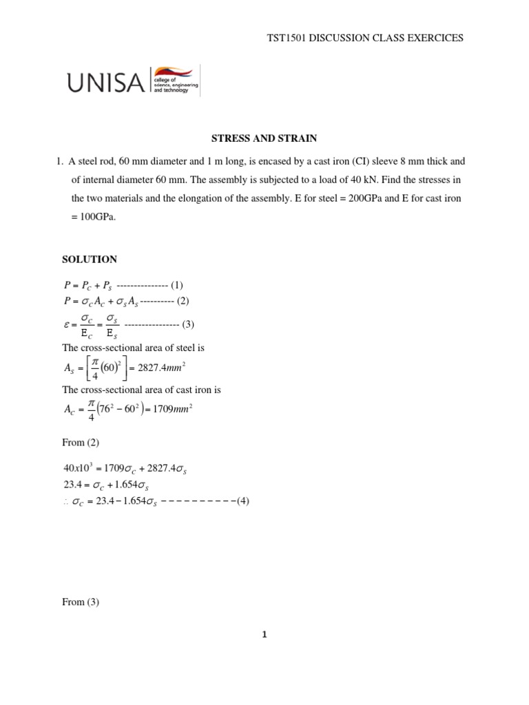 Stress and Strain Calculations | PDF | Civil Engineering | Mechanical ...